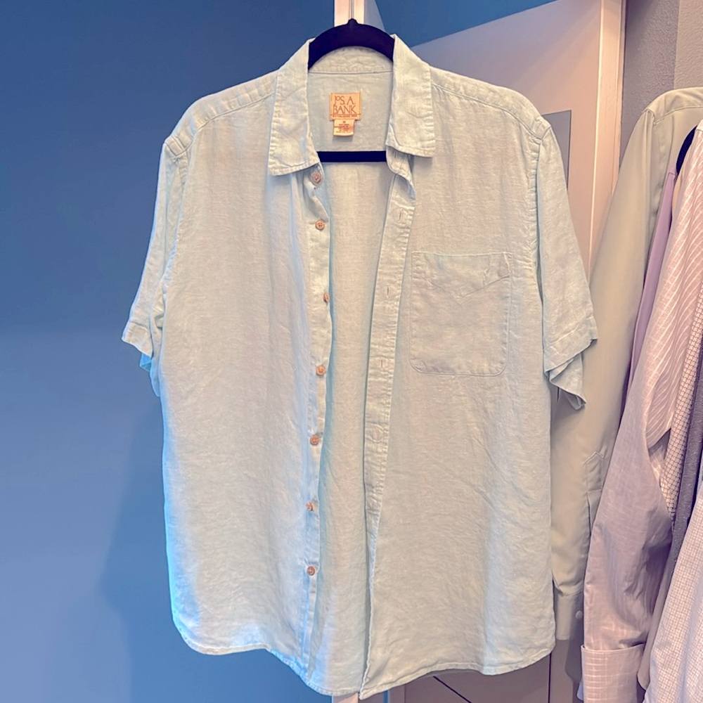 Jos.ABank Mens Linen Shirt Mint Green Sz Med